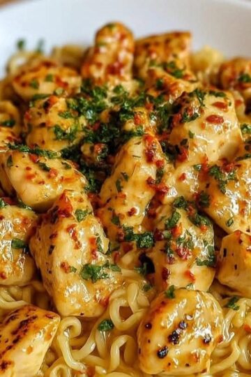 Ramen poulet épicé ail crémeux