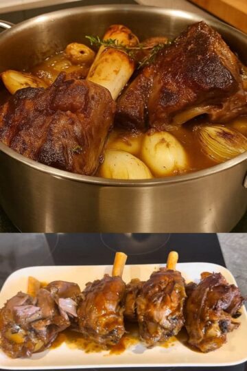 Souris d’agneau confite au miel et aux herbes